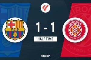 半场-巴萨1-1赫罗纳 佩德里破门维特塞尔精彩倒钩拉什福德中楣
